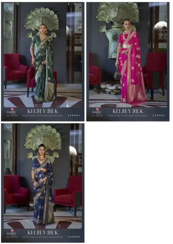 Latest Rajtex Kelsey Silk Nx Satin Handloom Weaving Saree Collection Wholesale 2026