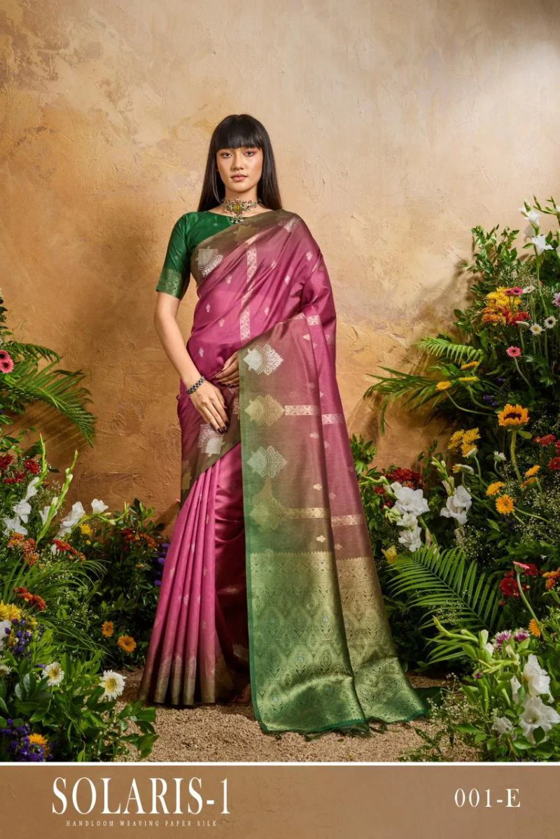 Rajtex Solarish Vol 1 Paper Silk Handloom Weaving Saree Collection Wholesale