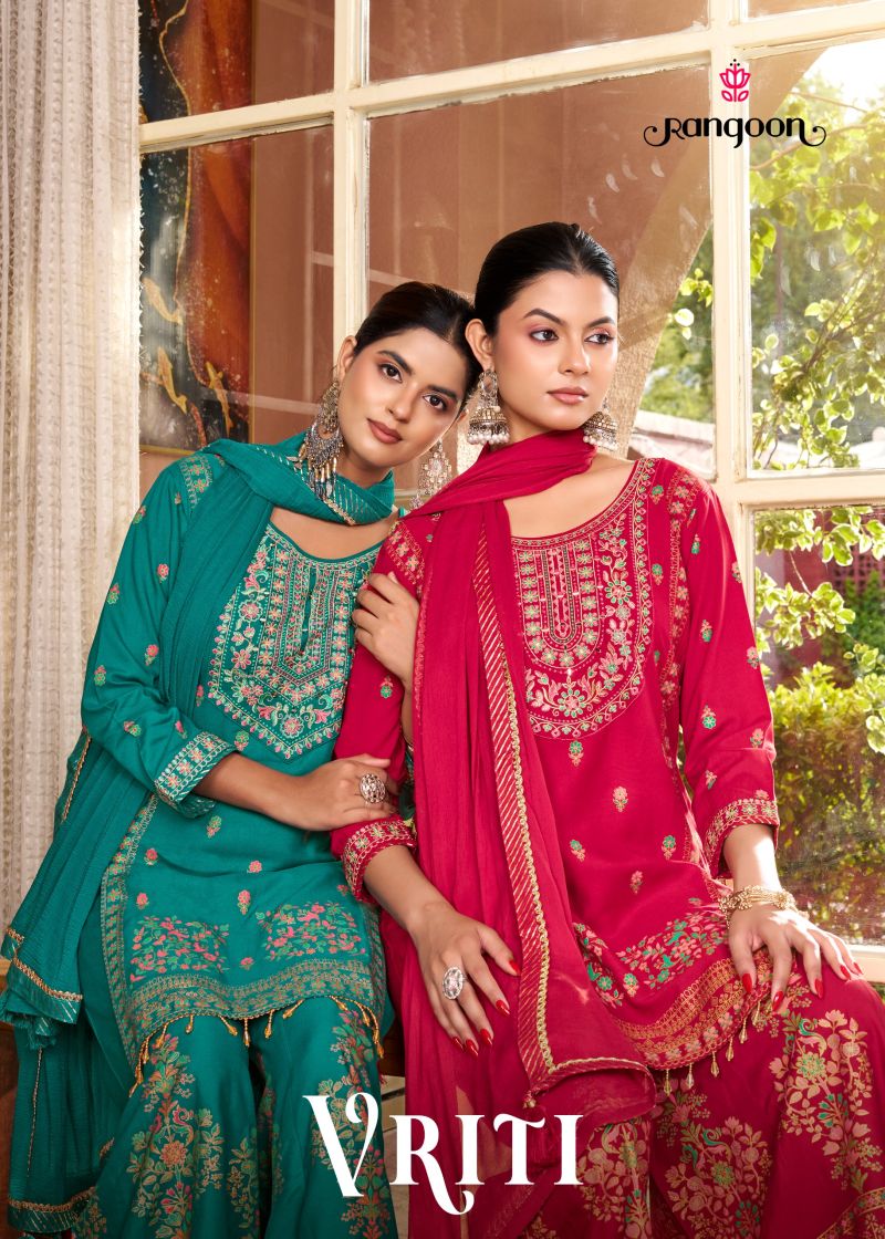 Rangoon Vriti Rayon Printed Khatli Handworked Salwar Kameez Collection Wholesale