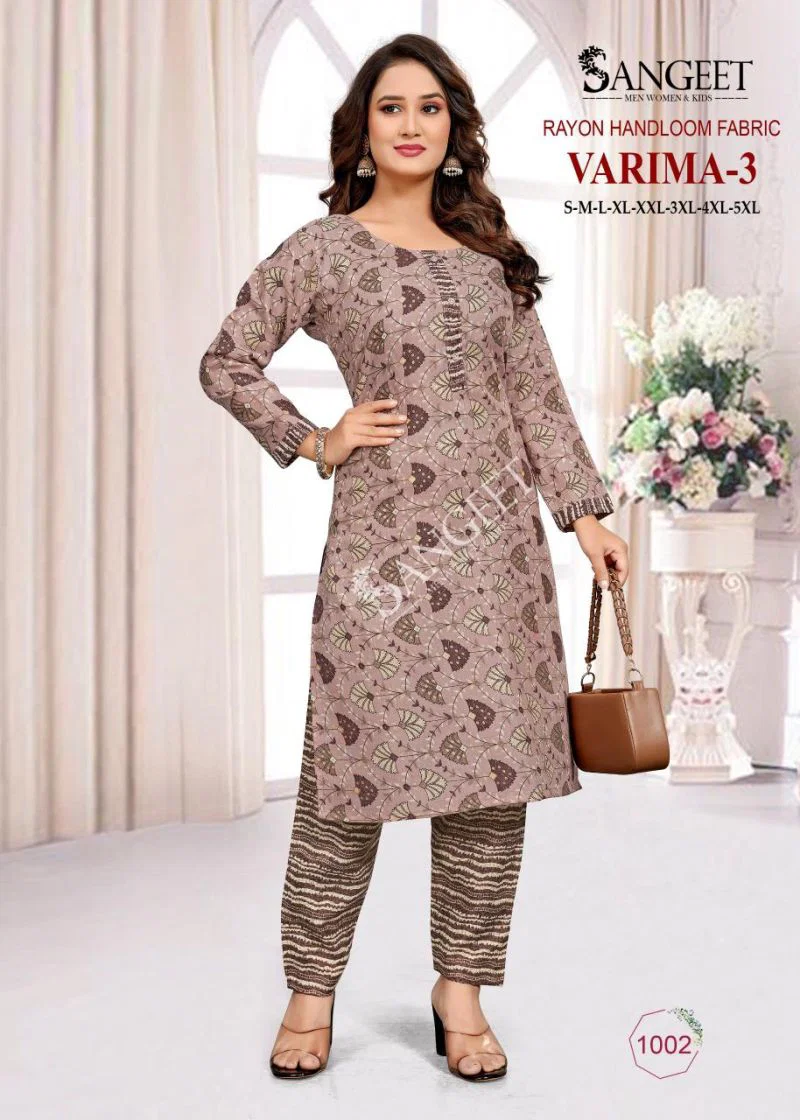 Sangeet Varima Vol 3 Rayon Handloom Kurti With Bottom Collection Wholesale 5 Stylish Sangeet Varima Vol 3 Rayon Handloom Kurti With Bottom Collection Wholesale 2026