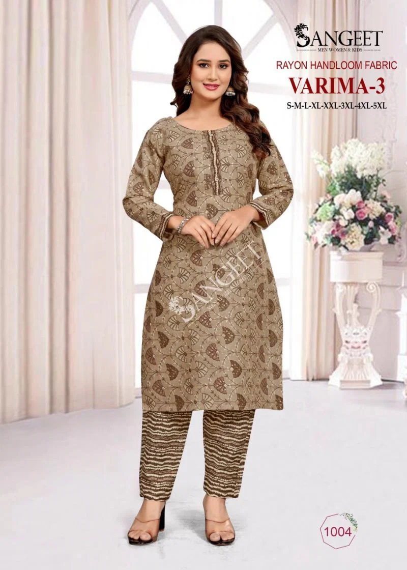 Sangeet Varima Vol 3 Rayon Handloom Kurti With Bottom Collection Wholesale 7 Stylish Sangeet Varima Vol 3 Rayon Handloom Kurti With Bottom Collection Wholesale 2026