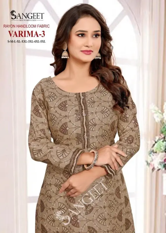 Stylish Sangeet Varima Vol 3 Rayon Handloom Kurti With Bottom Collection Wholesale 2026 8 Stylish Sangeet Varima Vol 3 Rayon Handloom Kurti With Bottom Collection Wholesale 2026