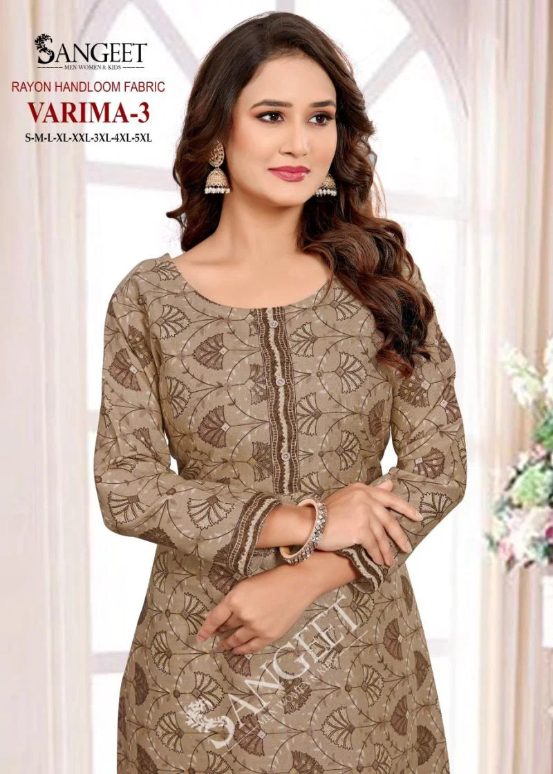Sangeet Varima Vol 3 Rayon Handloom Kurti With Bottom Collection Wholesale 10 Stylish Sangeet Varima Vol 3 Rayon Handloom Kurti With Bottom Collection Wholesale 2026