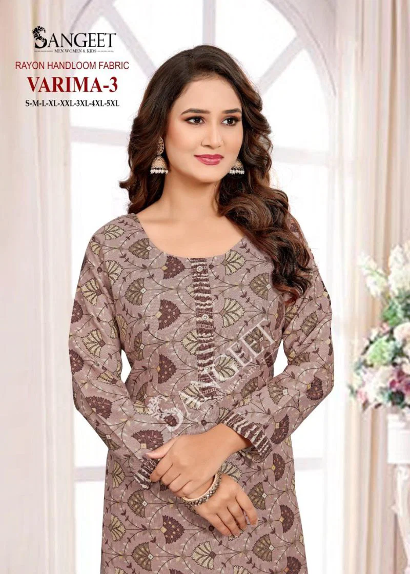Sangeet Varima Vol 3 Rayon Handloom Kurti With Bottom Collection Wholesale 11 Stylish Sangeet Varima Vol 3 Rayon Handloom Kurti With Bottom Collection Wholesale 2026