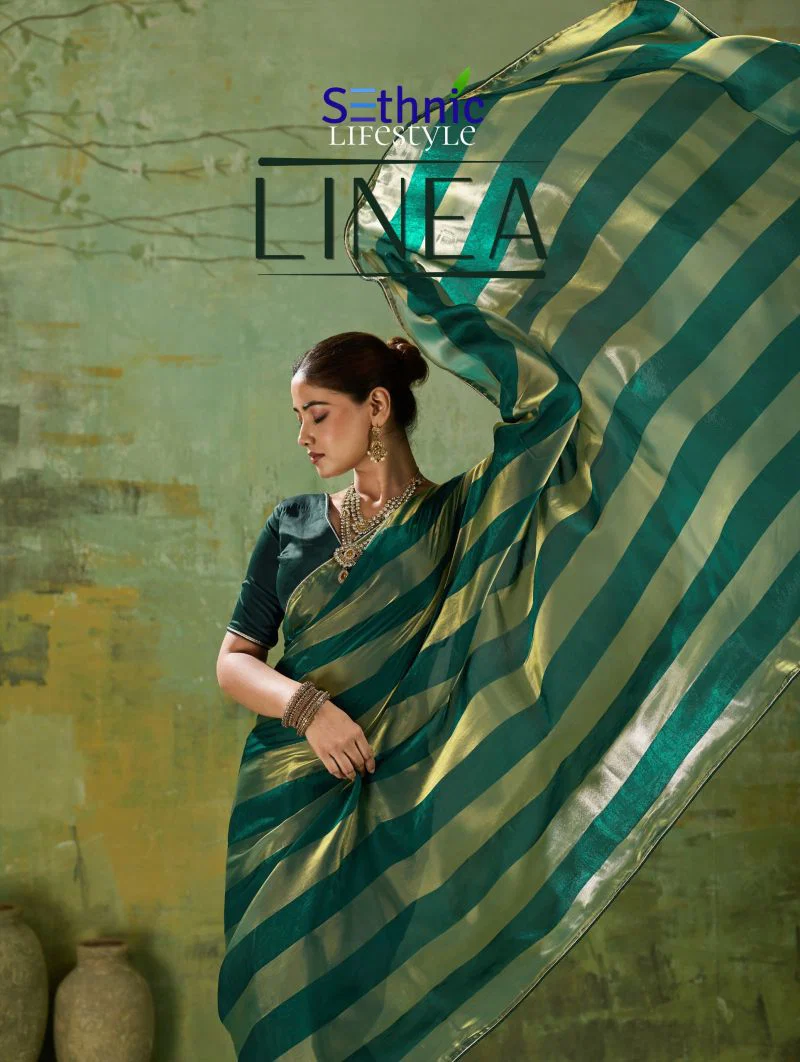 Sethnic Linea Velvet Satin Gold Patta Saree Collection Wholesale