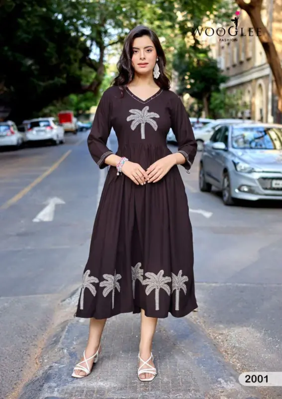 Beautiful Wooglee Yamini Rayon Thread Work One Piece Wholesale 2026 4 Beautiful Wooglee Yamini Rayon Thread Work One Piece Wholesale 2026