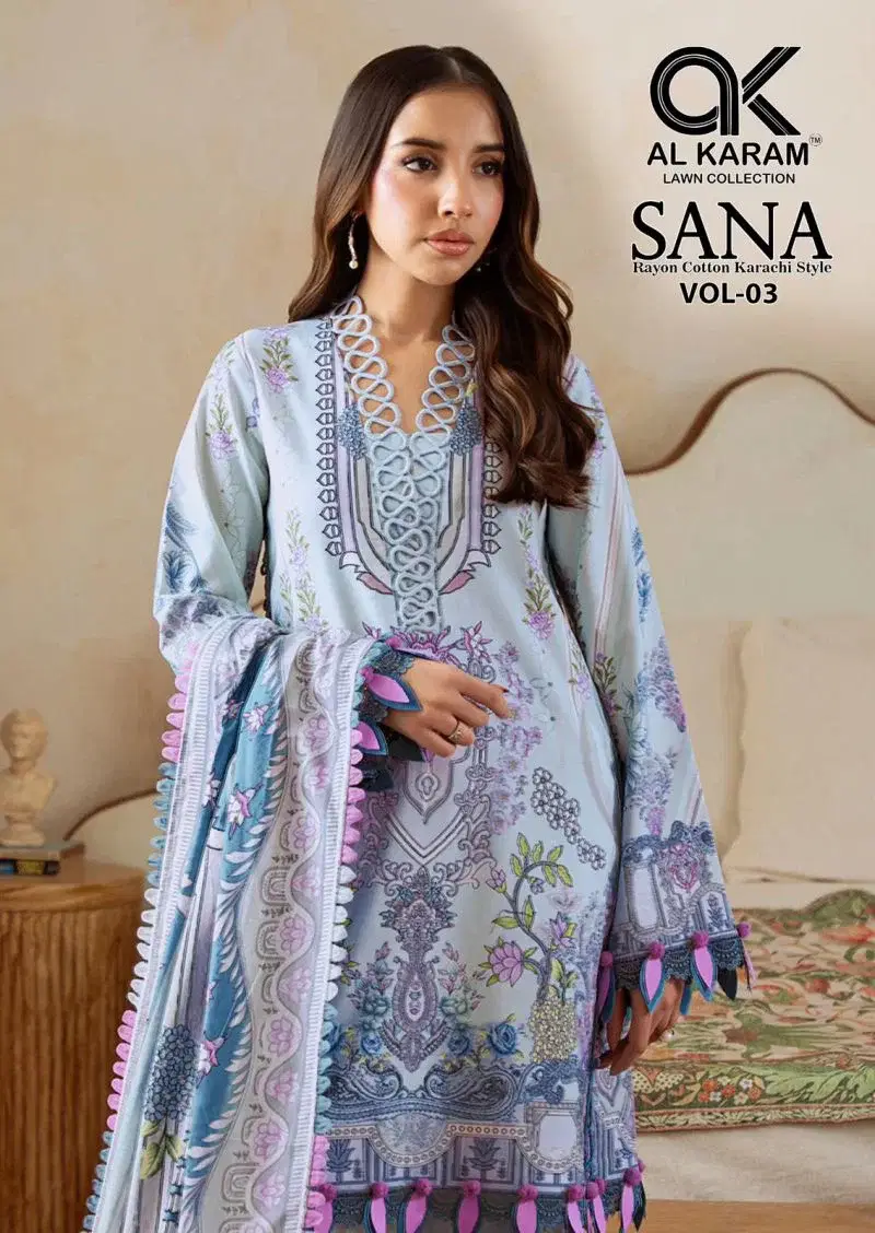 Al Karam Sana Rayon Vol 3 Readymade Cotton Karachi Kurti Set Wholesale