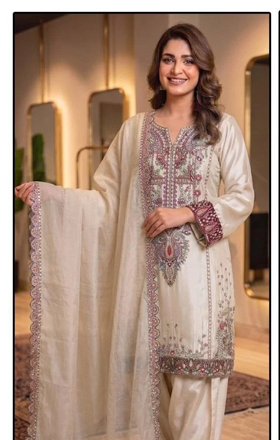 Hoor Tex 953 A To C Rayon Satin Embroidered Salwar Kameez Wholesale 3 Hoor Tex 953 A To C Rayon Satin Embroidered Salwar Kameez Wholesale