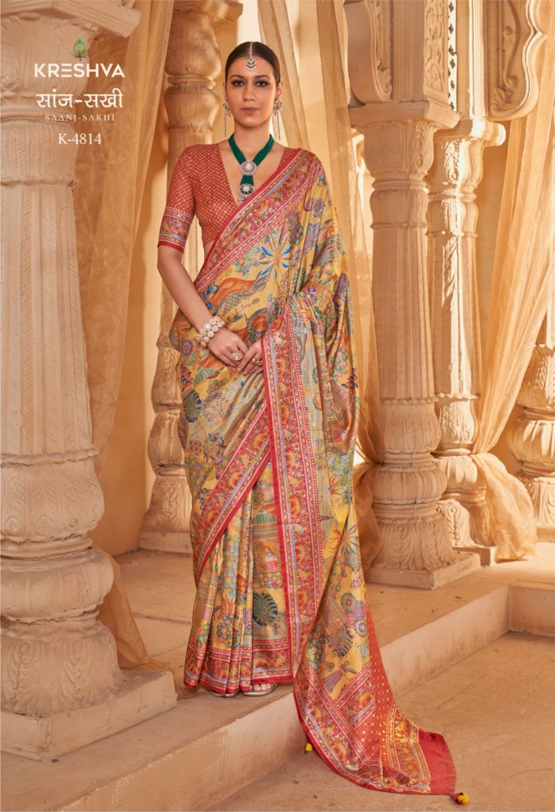 Kreshva Saanj Sakhi Pv Sik Position Printed Saree Collection Wholesale 6 Kreshva Saanj Sakhi Pv Sik Position Printed Saree Collection Wholesale