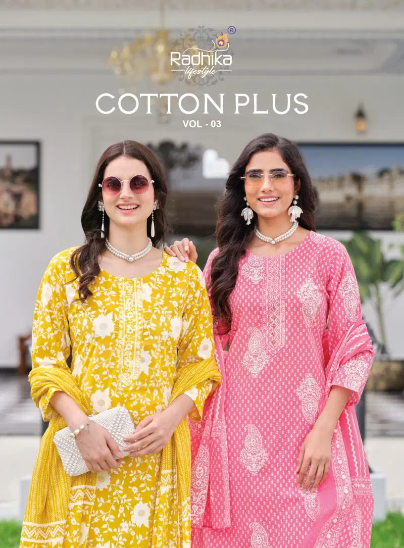 Radhika Cotton Plus Vol 3 Cotton Printed Kurti With Bottom Dupatta Wholesale 3 Radhika Cotton Plus Vol 3 Cotton Printed Kurti With Bottom Dupatta Wholesale