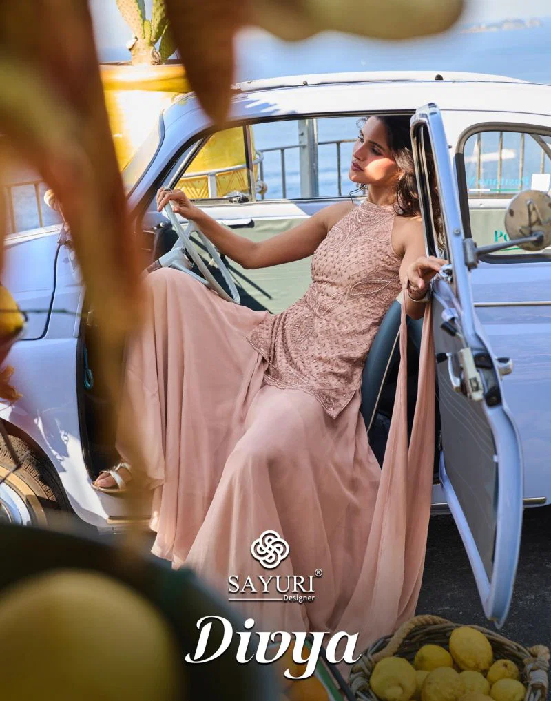 Sayuri Divya Georgette Beads Embroidered Kurti Sharara With Chokar Dupatta Wholesale 3 Sayuri Divya Georgette Beads Embroidered Kurti Sharara With Chokar Dupatta Wholesale