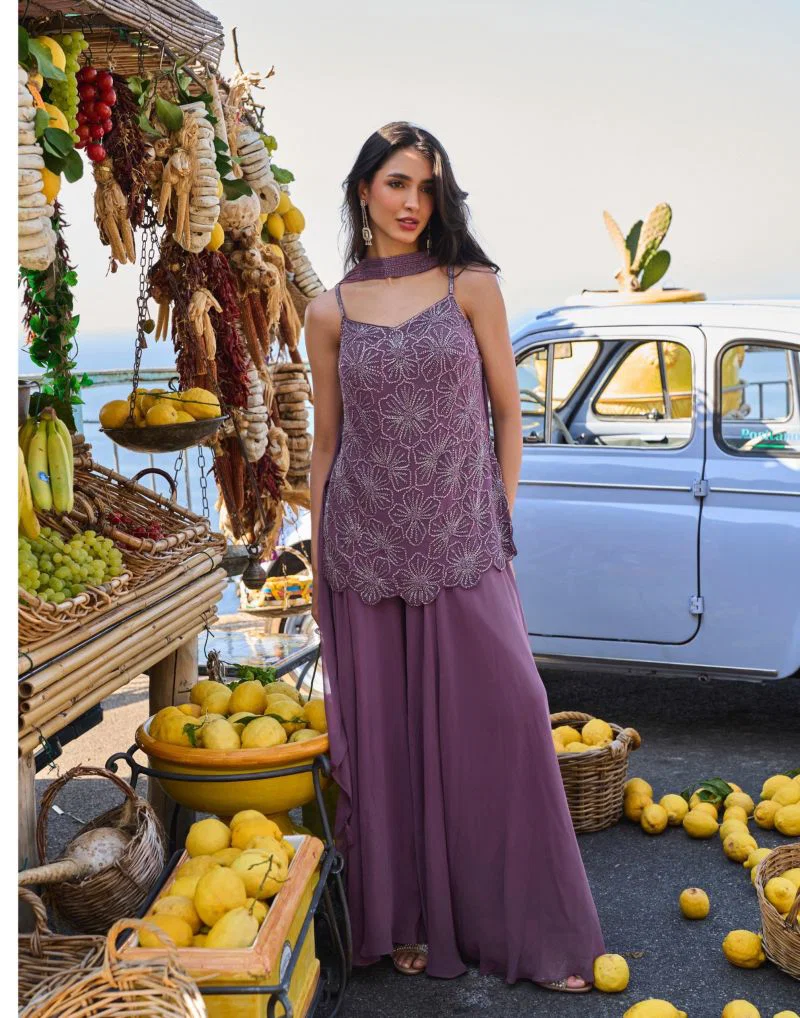 Sayuri Divya Georgette Beads Embroidered Kurti Sharara With Chokar Dupatta Wholesale 5 Beautiful Sayuri Divya Georgette Beads Embroidered Kurti Sharara With Chokar Dupatta Wholesale 2026