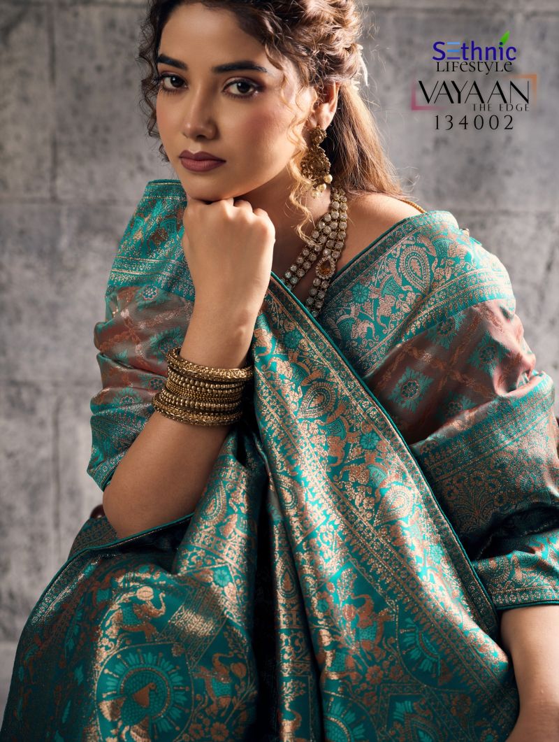Sethnic Vayaan Banarasi Silk Zari Work Motif Patta Saree Collection Wholesale 10 Sethnic Vayaan Banarasi Silk Zari Work Motif Patta Saree Collection Wholesale