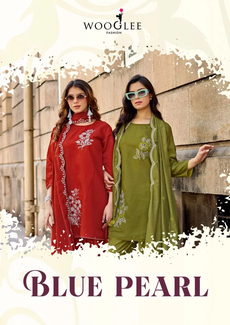 Wooglee Blue Pearl Russian Viscose Hand And Thread Work Kurti With Bottom Dupatta Wholesale 3 Wooglee Blue Pearl Russian Viscose Hand And Thread Work Kurti With Bottom Dupatta Wholesale